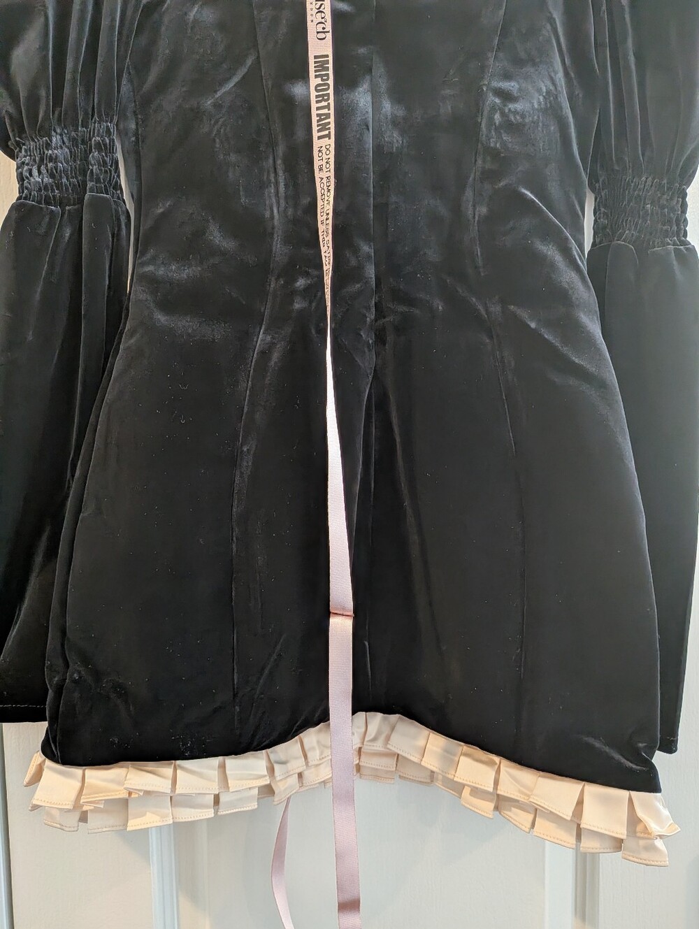 House of CB Azaria Black & Vintage Cream Velvet Mini Dress Size S Fuller Cup NWT - Picture 10 of 15